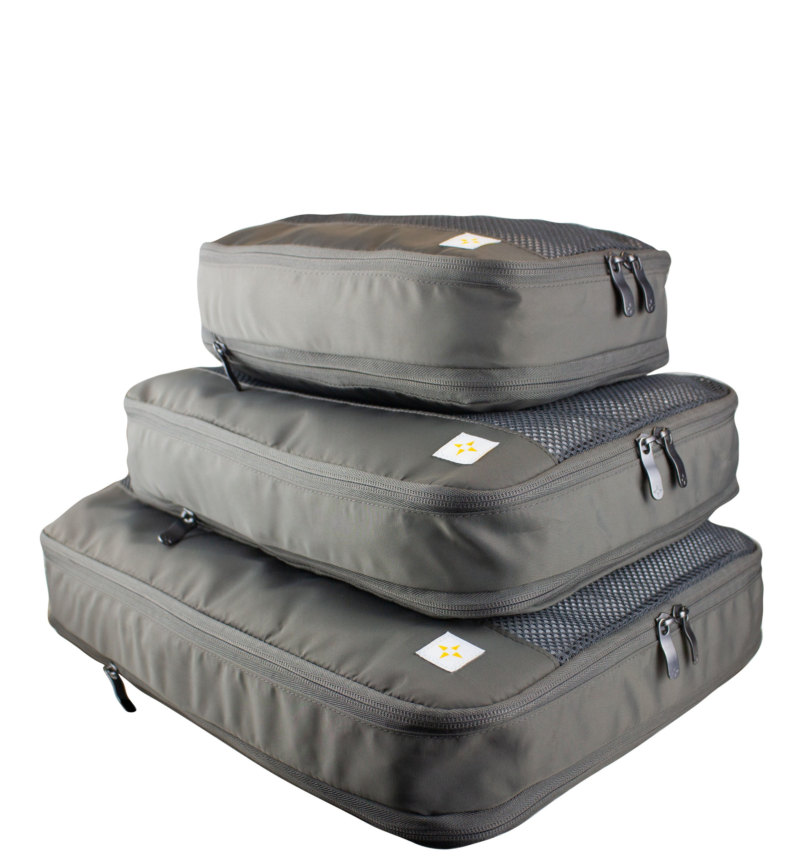 3-PC COMPRESSIBLE PACKING CUBE SET Slate Grey